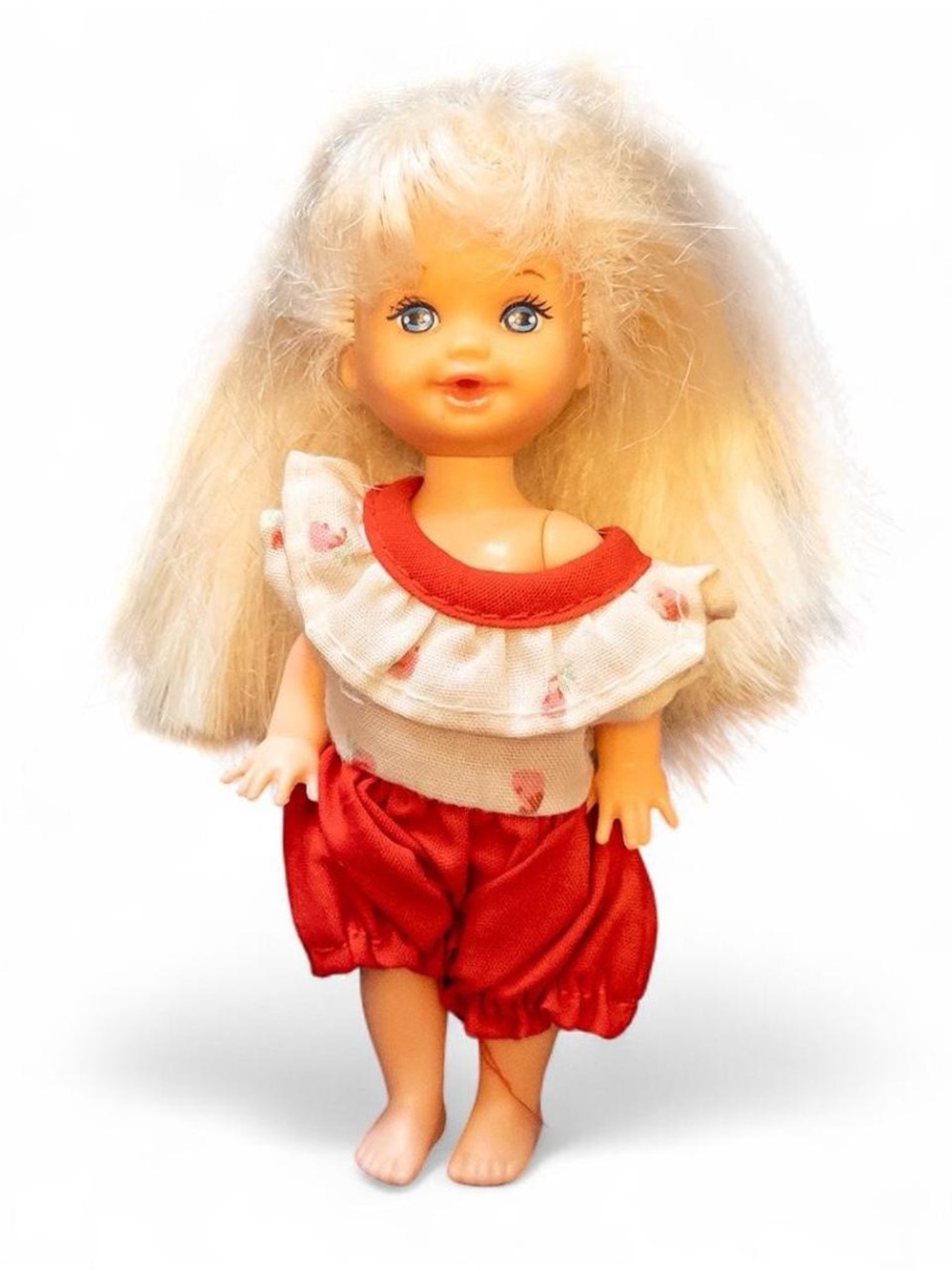 Vintage 1997 Mattel Eatin’ Fun Kelly Doll Barbie Little Sister Red Outfit